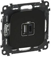 Розетка USB тип A+С без рамки Legrand Valena Allure 2-м. 3000мА антрацит картинка